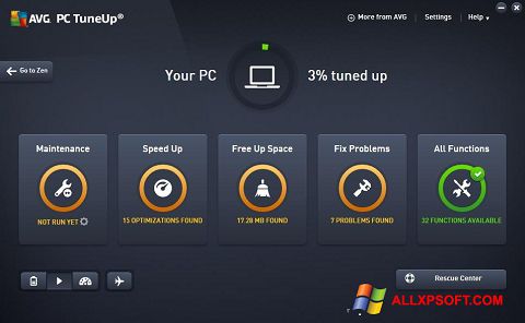 Zrzut ekranu AVG PC Tuneup na Windows XP