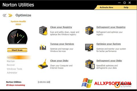 Zrzut ekranu Norton Utilities na Windows XP