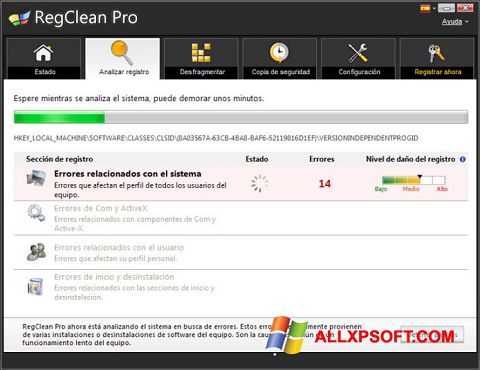 Zrzut ekranu RegClean Pro na Windows XP