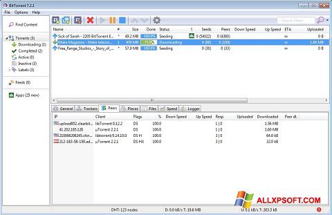 Zrzut ekranu BitTorrent na Windows XP