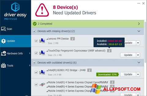 Zrzut ekranu Driver Easy na Windows XP