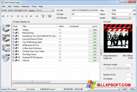 Zrzut ekranu Exact Audio Copy na Windows XP