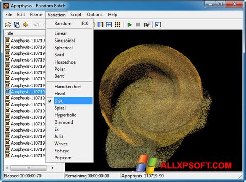 Zrzut ekranu Apophysis na Windows XP