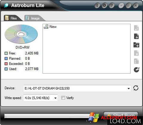 Zrzut ekranu Astroburn Lite na Windows XP