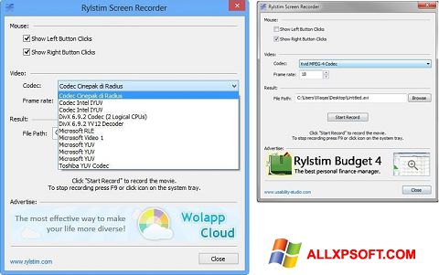Zrzut ekranu Rylstim Screen Recorder na Windows XP