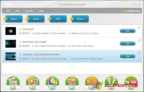 Zrzut ekranu Freemake Video Converter na Windows XP