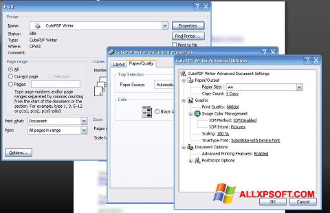 Zrzut ekranu CutePDF Writer na Windows XP