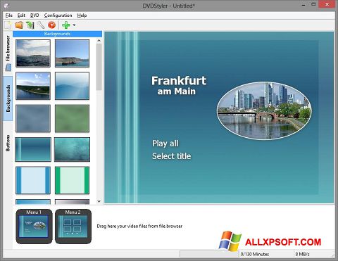Zrzut ekranu DVDStyler na Windows XP