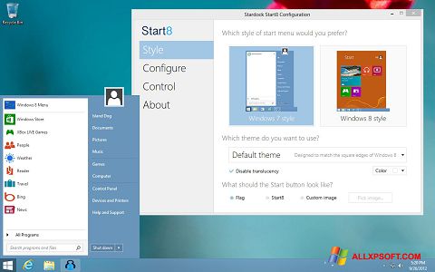 Zrzut ekranu Start8 na Windows XP