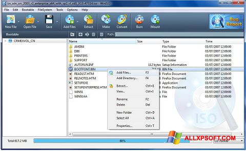 Zrzut ekranu WinISO na Windows XP