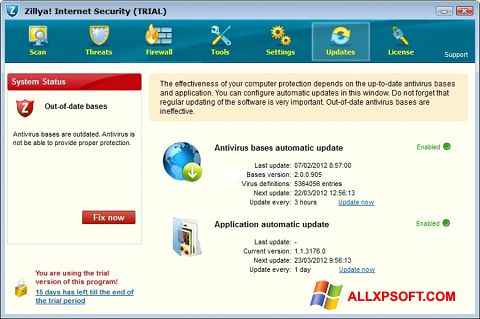 Zrzut ekranu Zillya! na Windows XP