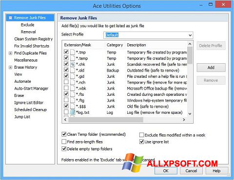 Zrzut ekranu Ace Utilities na Windows XP