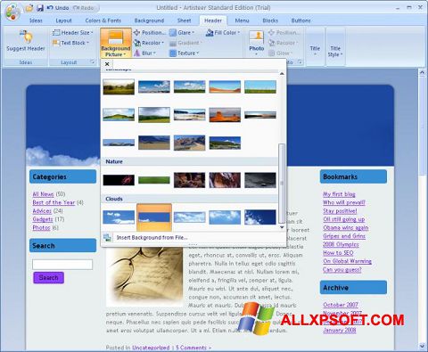 Zrzut ekranu Artisteer na Windows XP