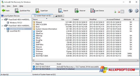 Zrzut ekranu Active File Recovery na Windows XP