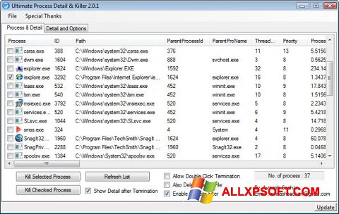 Zrzut ekranu Process Killer na Windows XP