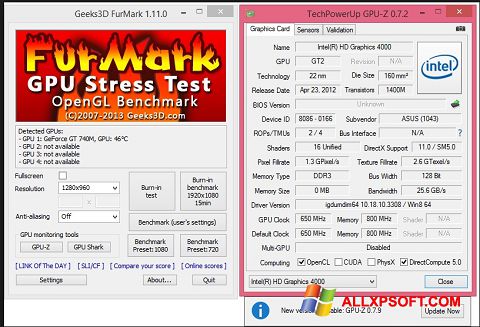 Zrzut ekranu FurMark na Windows XP