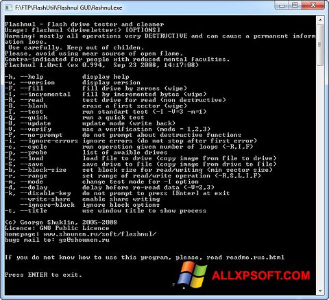 Zrzut ekranu Flashnul na Windows XP