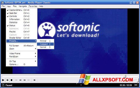Zrzut ekranu Media Player Classic na Windows XP
