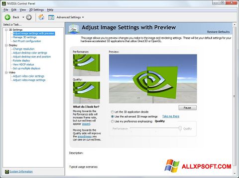Zrzut ekranu NVIDIA ForceWare na Windows XP