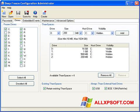 Zrzut ekranu Deep Freeze na Windows XP