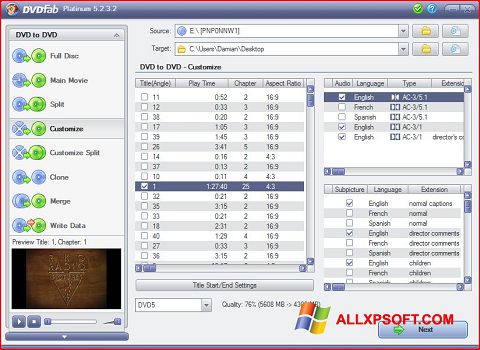 Zrzut ekranu DVDFab na Windows XP