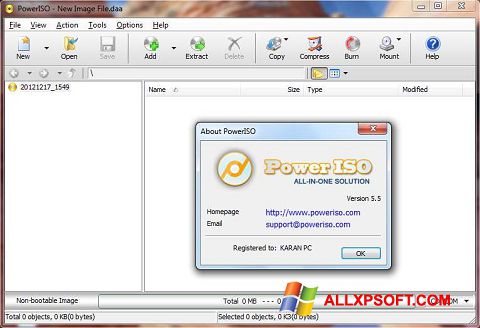 Zrzut ekranu PowerISO na Windows XP