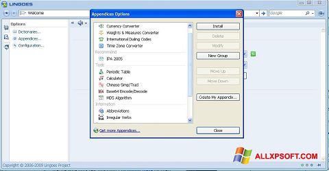 Zrzut ekranu Lingoes na Windows XP