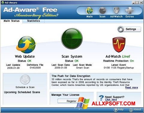 Zrzut ekranu Ad-Aware Free na Windows XP