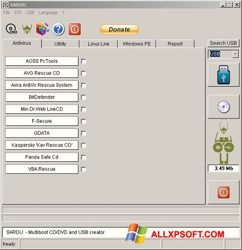 Zrzut ekranu SARDU na Windows XP