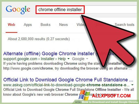 Zrzut ekranu Google Chrome Offline Installer na Windows XP