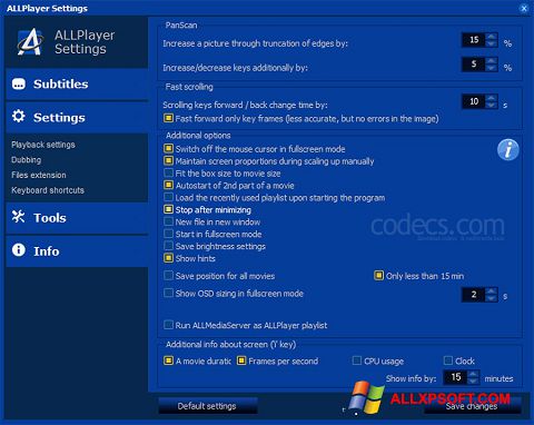 Zrzut ekranu ALLPlayer na Windows XP