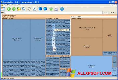 Zrzut ekranu SpaceSniffer na Windows XP