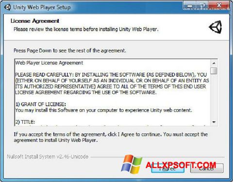 Zrzut ekranu Unity Web Player na Windows XP
