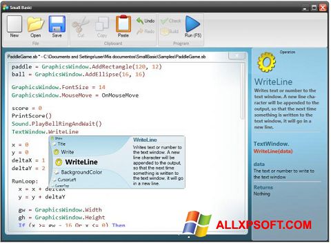 Zrzut ekranu Small Basic na Windows XP