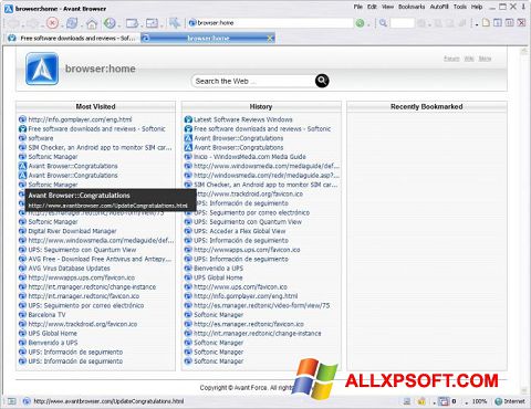 Zrzut ekranu Avant Browser na Windows XP