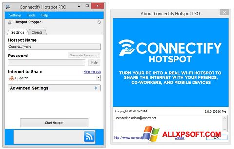 Zrzut ekranu Connectify Hotspot PRO na Windows XP