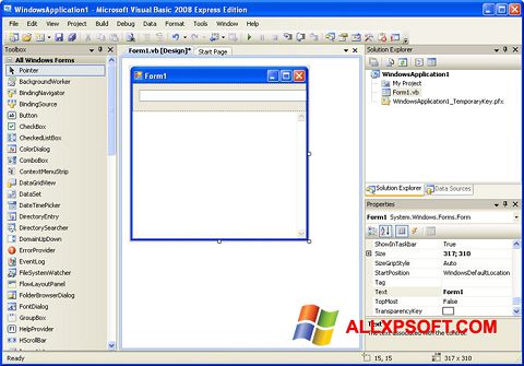 Zrzut ekranu Microsoft Visual Basic na Windows XP