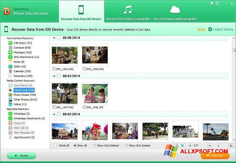 Zrzut ekranu iPhone Data Recovery na Windows XP