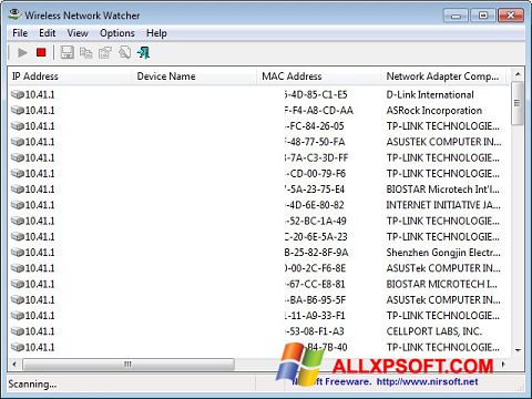 Zrzut ekranu Wireless Network Watcher na Windows XP