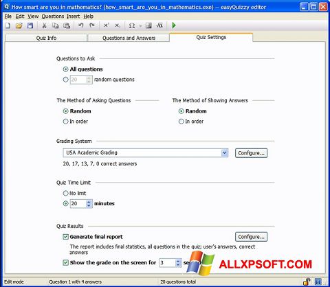 Zrzut ekranu easyQuizzy na Windows XP