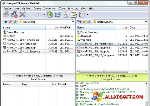 Zrzut ekranu FlashFXP na Windows XP