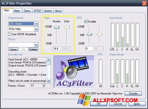 Zrzut ekranu AC3Filter na Windows XP
