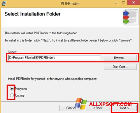 Zrzut ekranu PDFBinder na Windows XP