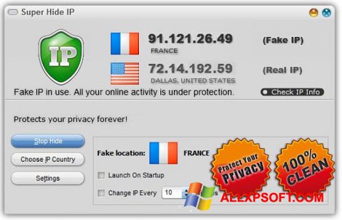 Zrzut ekranu Super Hide IP na Windows XP