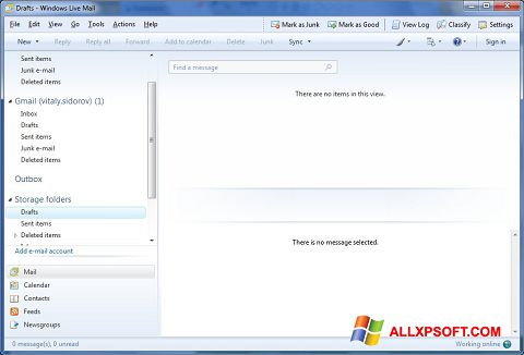 Zrzut ekranu Windows Live Mail na Windows XP