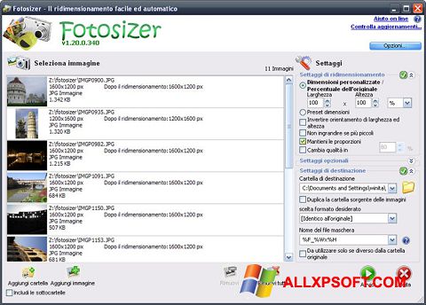 Zrzut ekranu Fotosizer na Windows XP