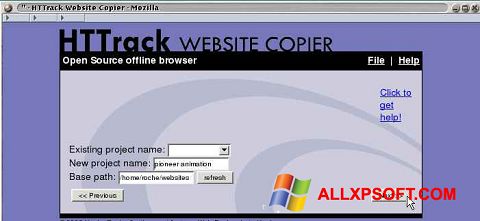 Zrzut ekranu HTTrack Website Copier na Windows XP