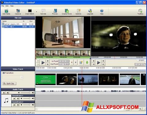 Zrzut ekranu VideoPad Video Editor na Windows XP