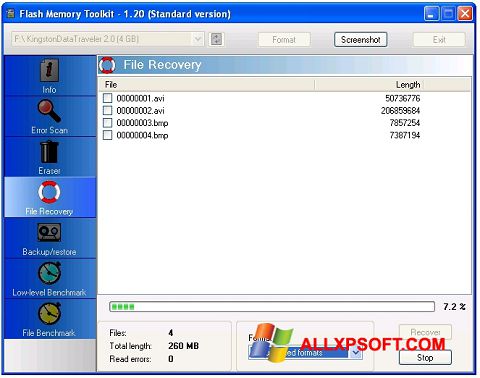 Zrzut ekranu Flash Memory Toolkit na Windows XP