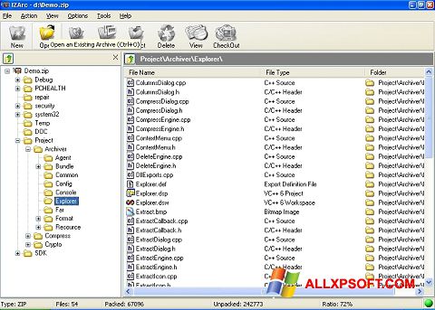 Zrzut ekranu IZArc na Windows XP